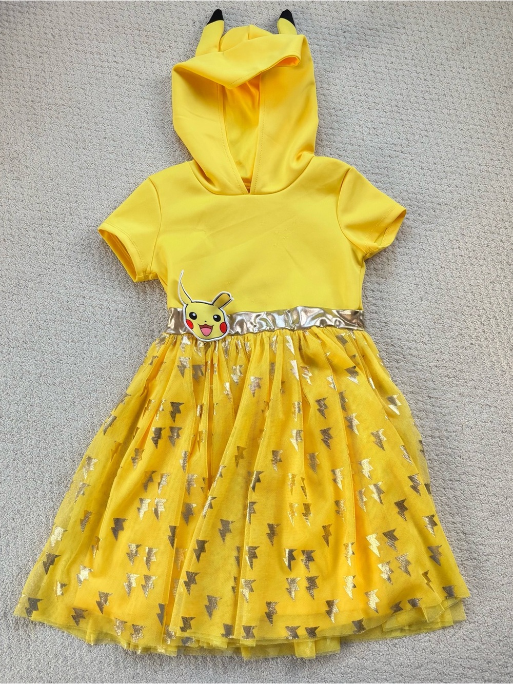 Pokémon Yellow Pikachu-Inspired Kids Costume tulle Dress with Hood